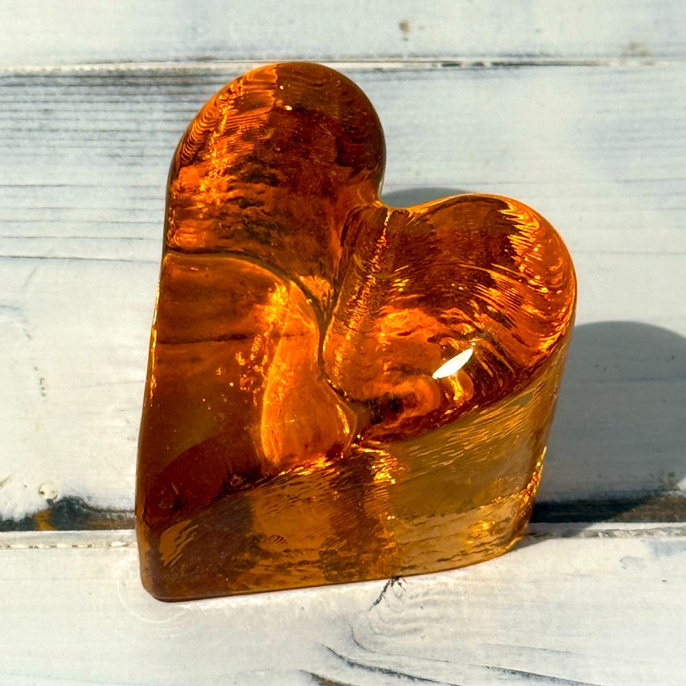 Copper Fire & Light heart paper weight
